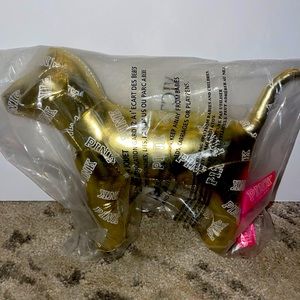 PINK dog. Gold with white lettering. New with tags.